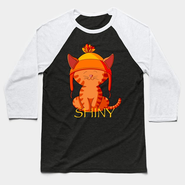 Shiny Ginger Tabby Cat Baseball T-Shirt by Alisha Ober Designs